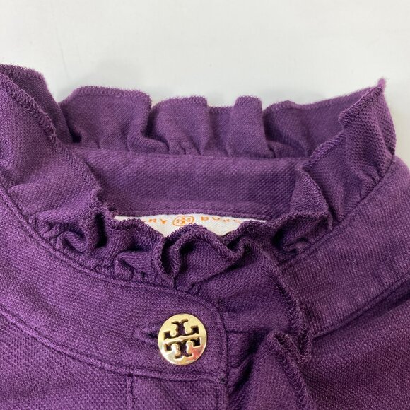 Tory Burch Purple Ruffle Button-Up Top Size Small - Picture 5 of 6